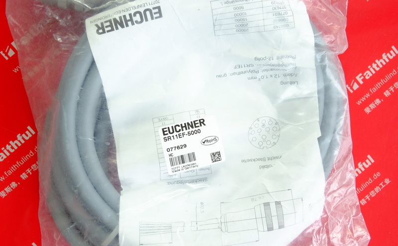 Euchner 077629 安士能配有SR11圆形接插头的接配线电缆 C-M26F12-12X1,00PU05,0-MA-077629 5 m